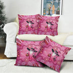 Pink Ghost Ribbon Pillow Cover Aboriginal Halloween Wear Pink