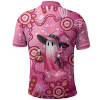 Pink Ghost Ribbon Polo Shirt Aboriginal Halloween Wear Pink