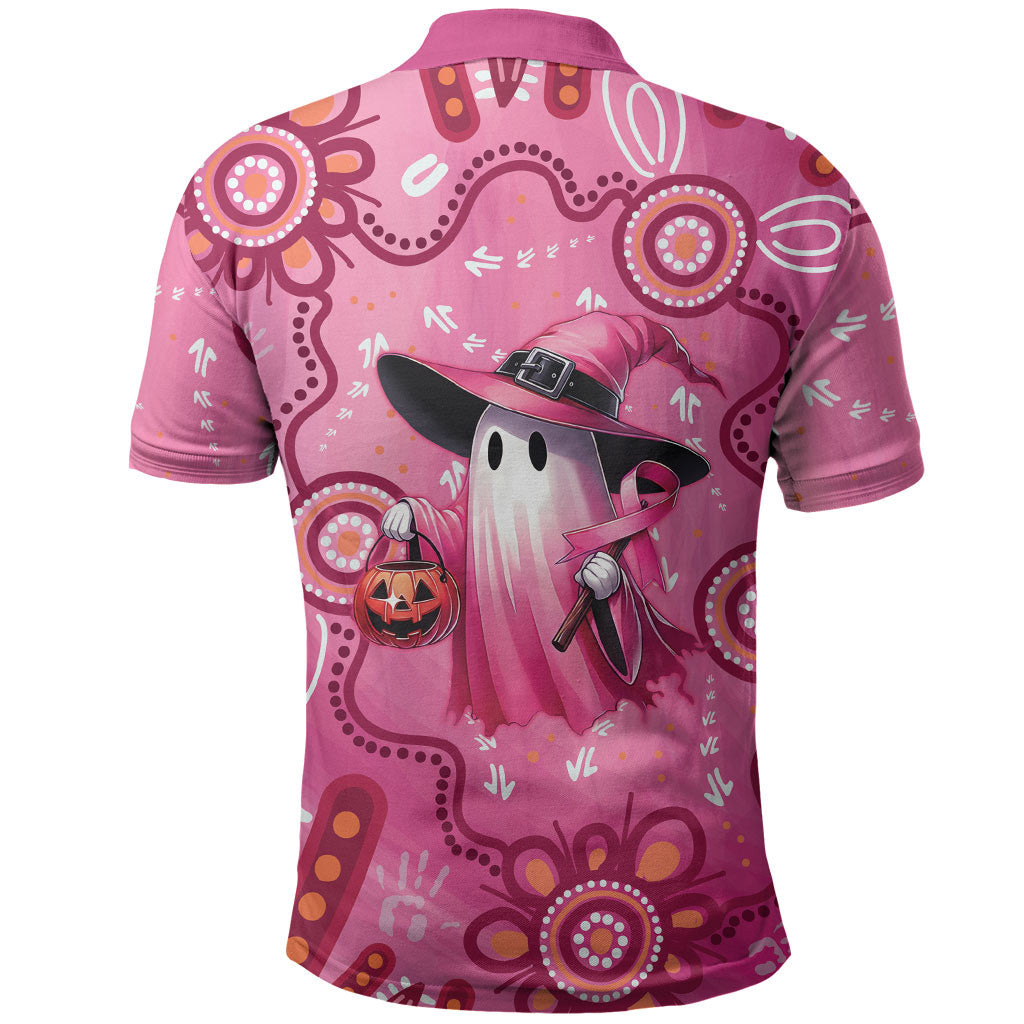 Pink Ghost Ribbon Polo Shirt Aboriginal Halloween Wear Pink