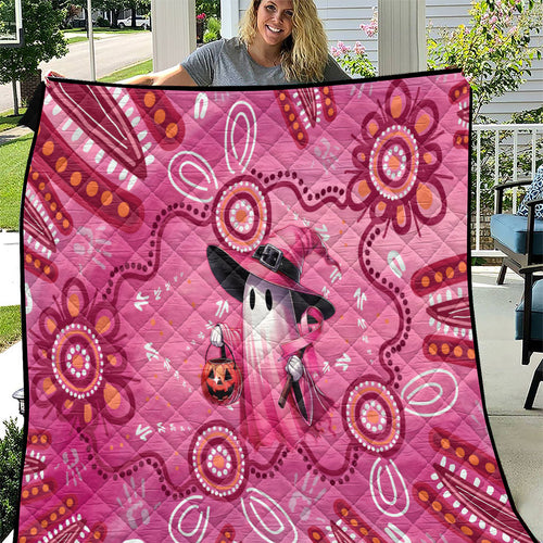 Pink Ghost Ribbon Quilt Aboriginal Halloween Wear Pink