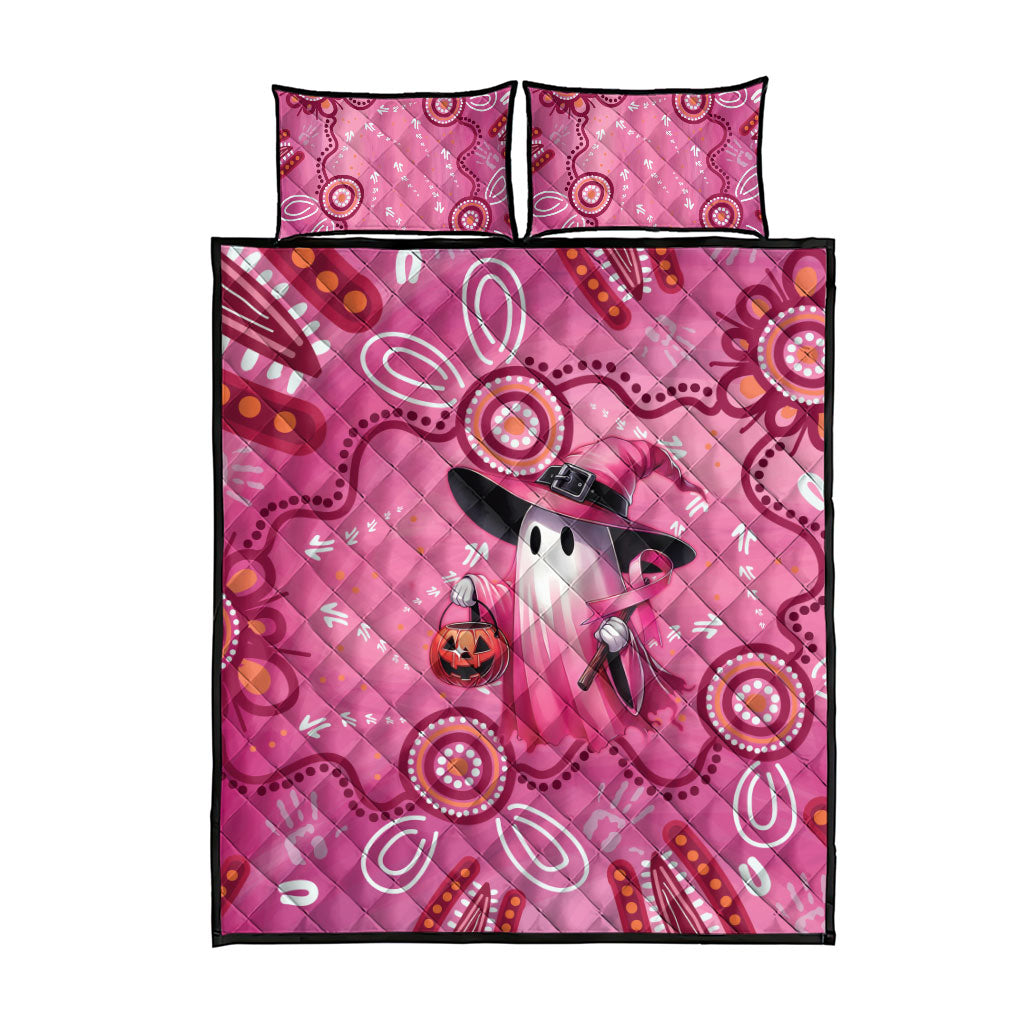 Pink Ghost Ribbon Quilt Bed Set Aboriginal Halloween Wear Pink