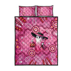 Pink Ghost Ribbon Quilt Bed Set Aboriginal Halloween Wear Pink