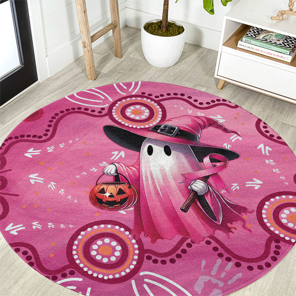 Pink Ghost Ribbon Round Carpet Aboriginal Halloween Wear Pink