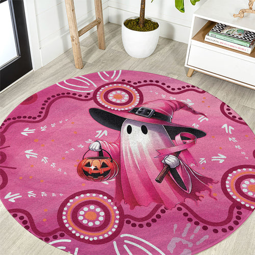 Pink Ghost Ribbon Round Carpet Aboriginal Halloween Wear Pink