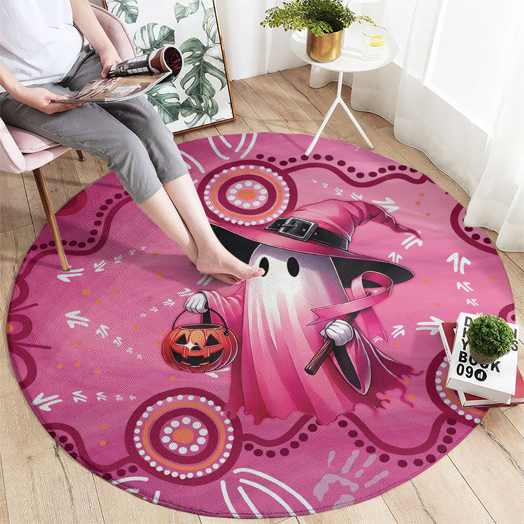 Pink Ghost Ribbon Round Carpet Aboriginal Halloween Wear Pink