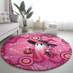 Pink Ghost Ribbon Round Carpet Aboriginal Halloween Wear Pink