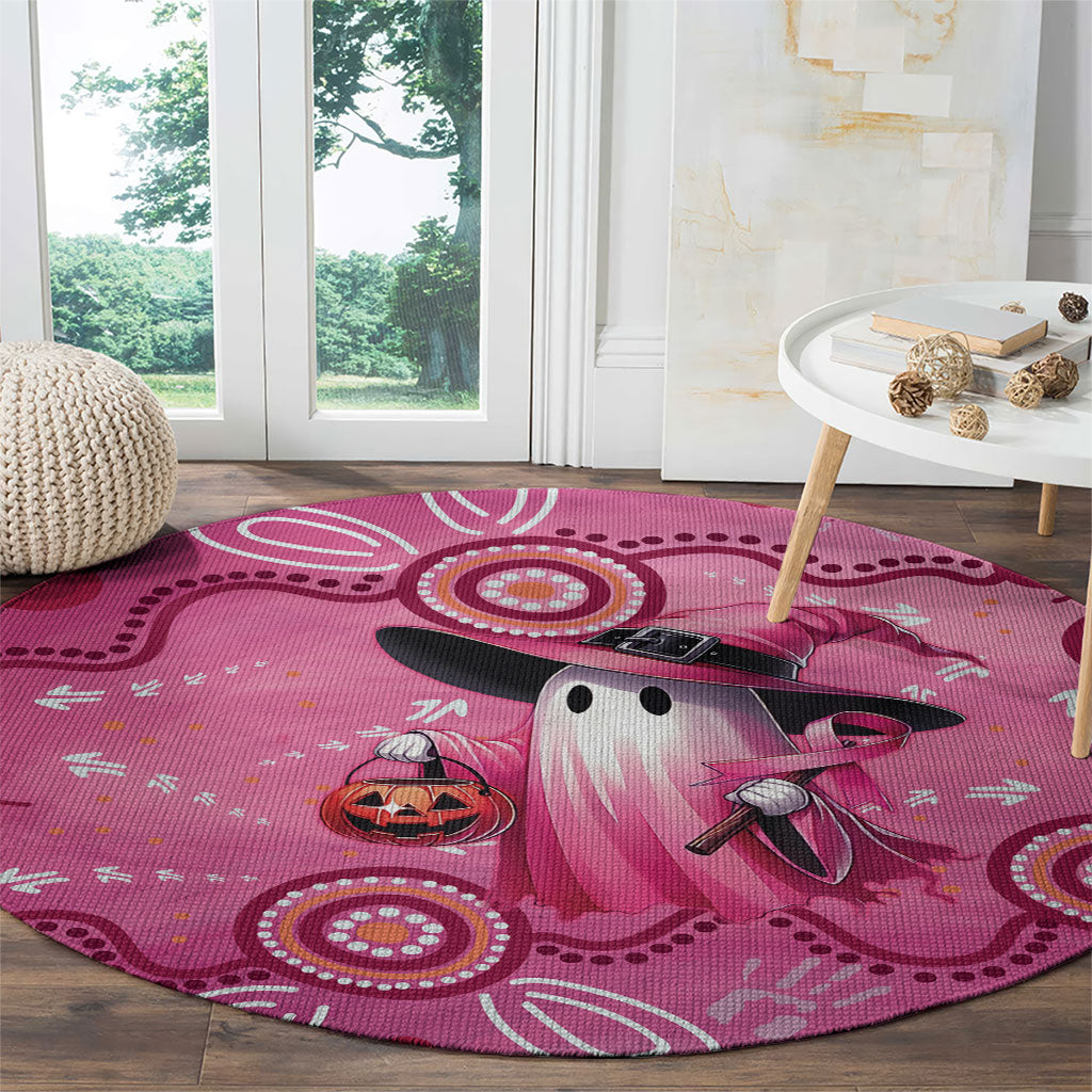 Pink Ghost Ribbon Round Carpet Aboriginal Halloween Wear Pink