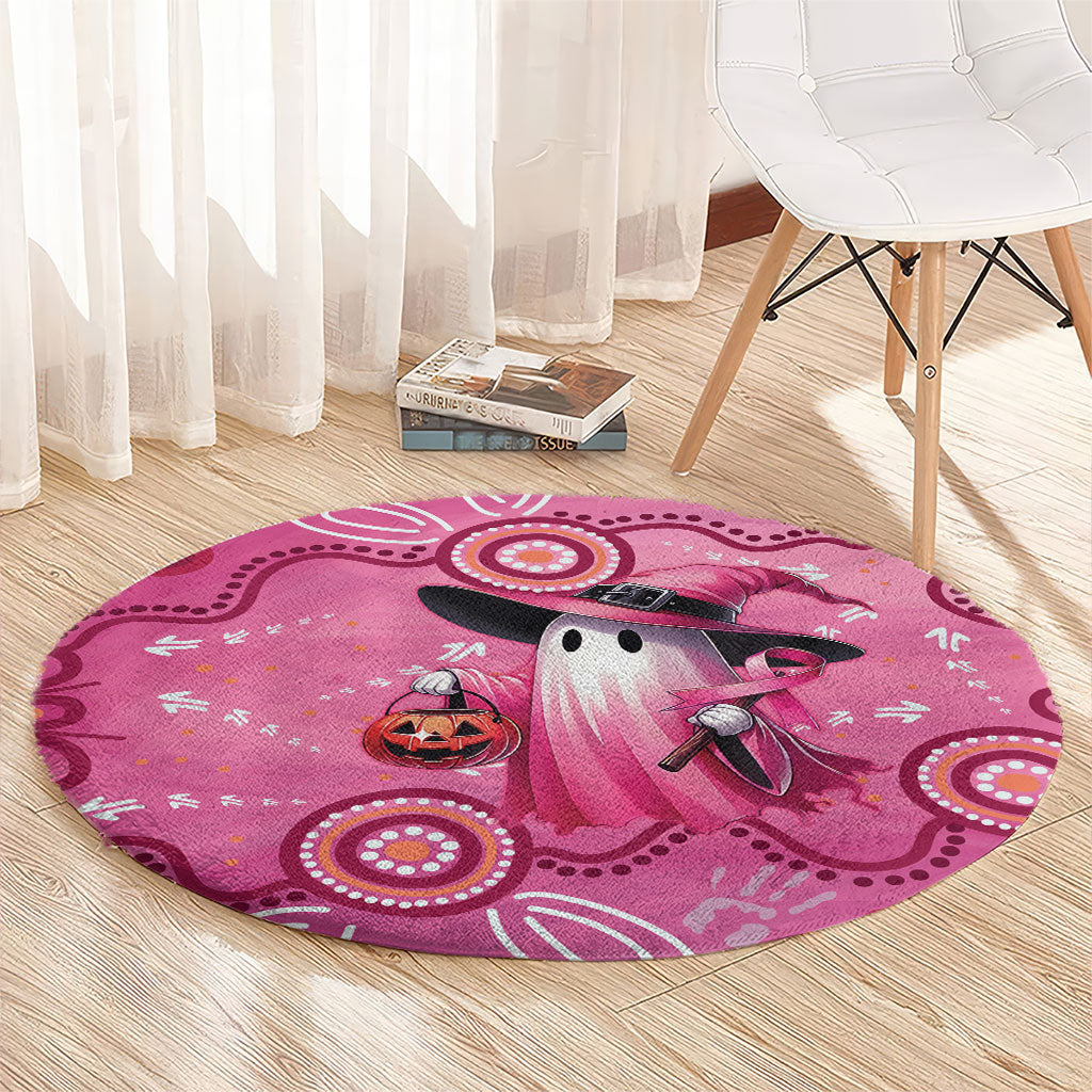 Pink Ghost Ribbon Round Carpet Aboriginal Halloween Wear Pink