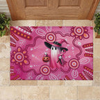 Pink Ghost Ribbon Rubber Doormat Aboriginal Halloween Wear Pink