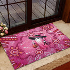 Pink Ghost Ribbon Rubber Doormat Aboriginal Halloween Wear Pink