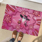 Pink Ghost Ribbon Rubber Doormat Aboriginal Halloween Wear Pink