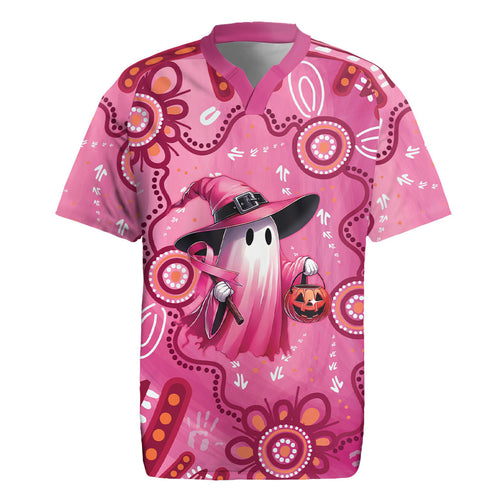 Pink Ghost Ribbon Rugby Jersey Aboriginal Halloween Wear Pink