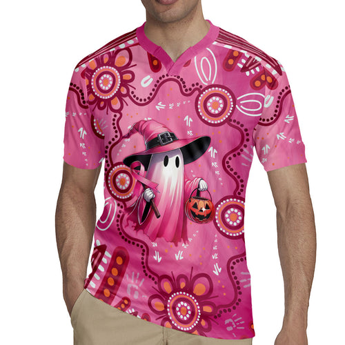 Pink Ghost Ribbon Rugby Jersey Aboriginal Halloween Wear Pink