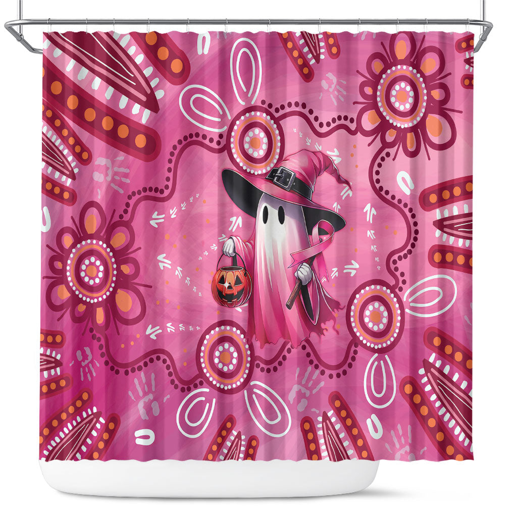 Pink Ghost Ribbon Shower Curtain Aboriginal Halloween Wear Pink