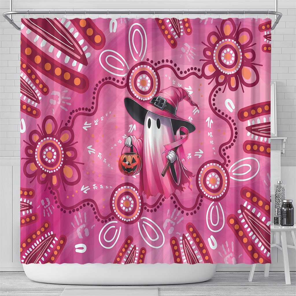 Pink Ghost Ribbon Shower Curtain Aboriginal Halloween Wear Pink
