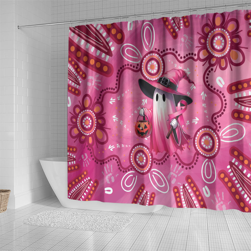 Pink Ghost Ribbon Shower Curtain Aboriginal Halloween Wear Pink