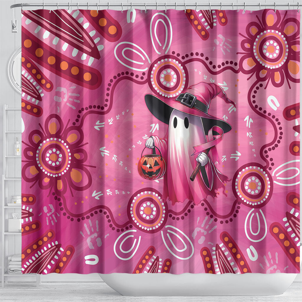 Pink Ghost Ribbon Shower Curtain Aboriginal Halloween Wear Pink