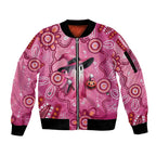 Pink Ghost Ribbon Sleeve Zip Bomber Jacket Aboriginal Halloween Wear Pink