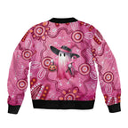 Pink Ghost Ribbon Sleeve Zip Bomber Jacket Aboriginal Halloween Wear Pink