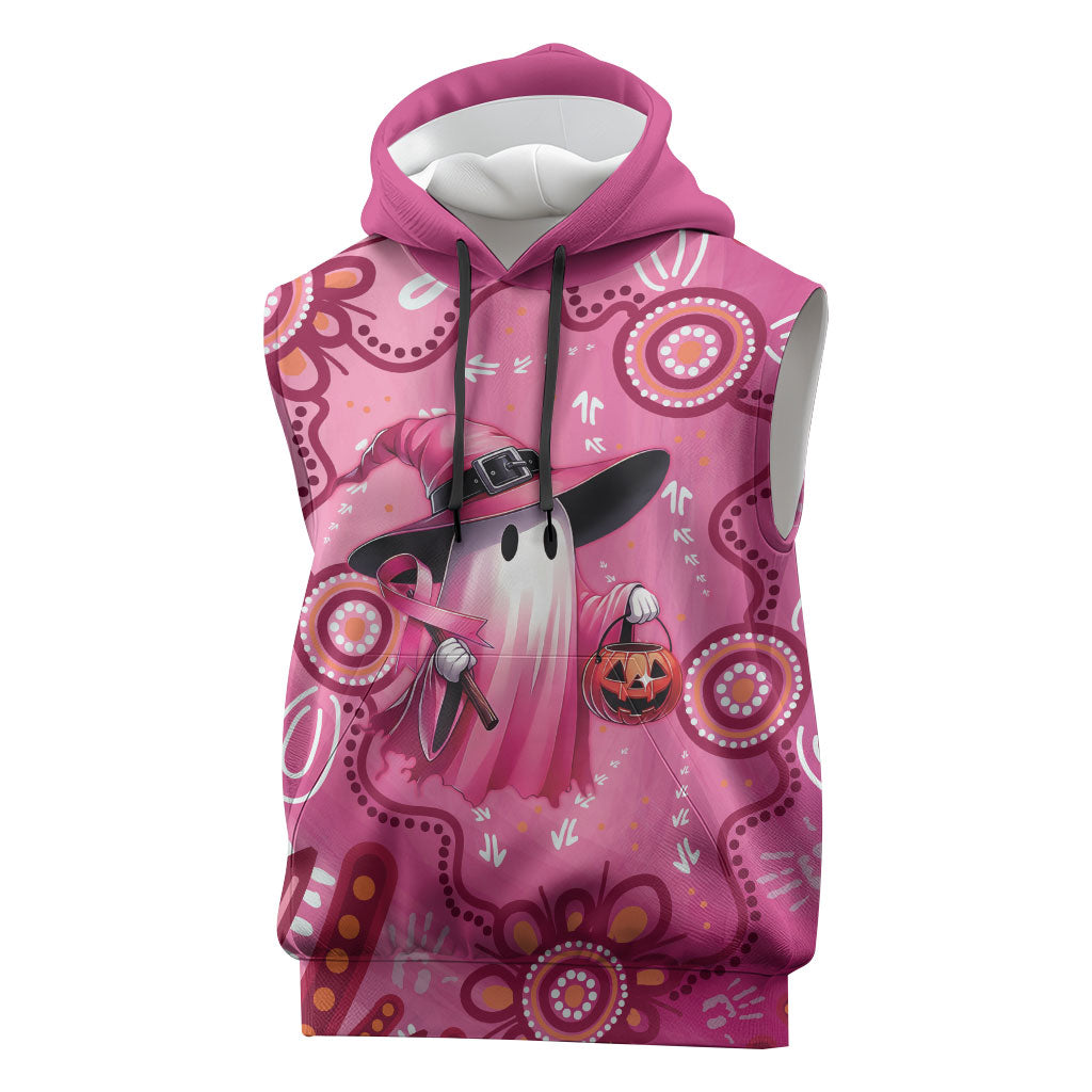 Pink Ghost Ribbon Sleeveless Hoodie Aboriginal Halloween Wear Pink