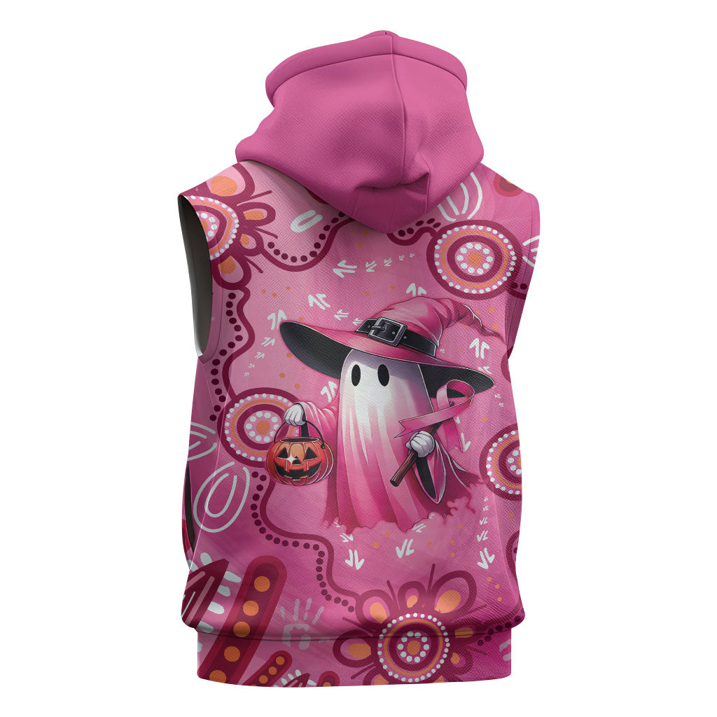 Pink Ghost Ribbon Sleeveless Hoodie Aboriginal Halloween Wear Pink