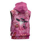 Pink Ghost Ribbon Sleeveless Hoodie Aboriginal Halloween Wear Pink