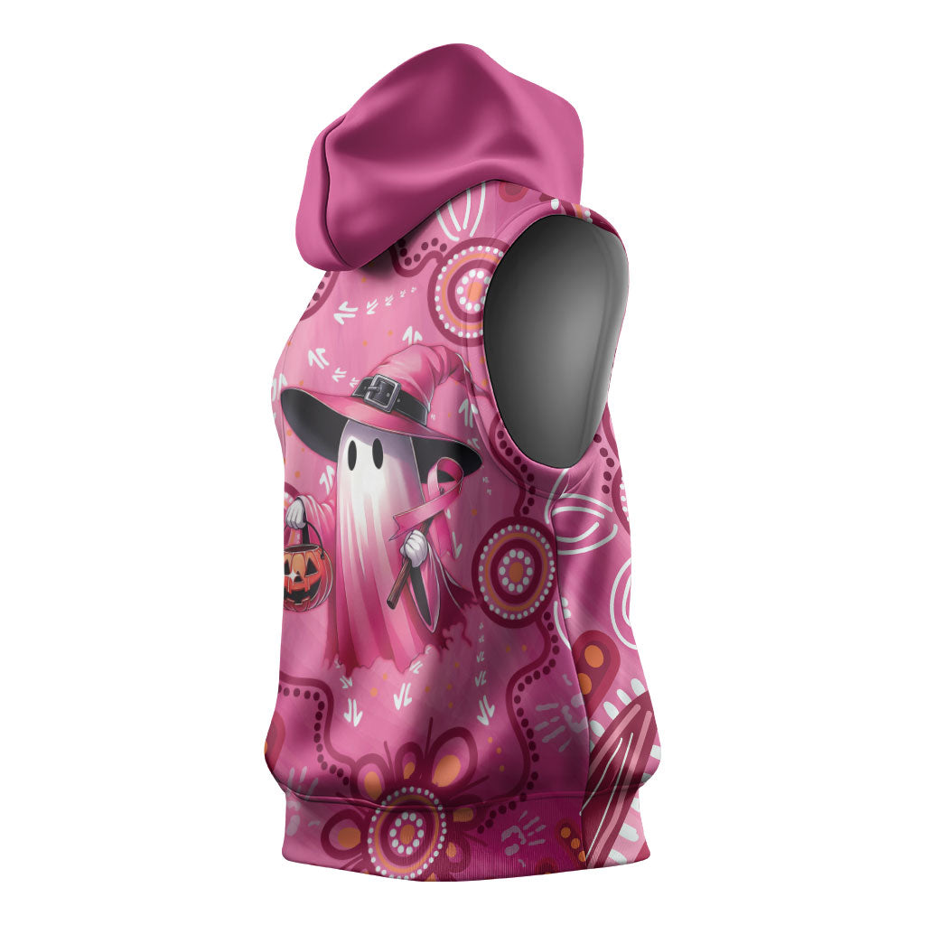 Pink Ghost Ribbon Sleeveless Hoodie Aboriginal Halloween Wear Pink