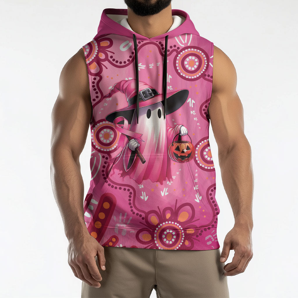 Pink Ghost Ribbon Sleeveless Hoodie Aboriginal Halloween Wear Pink
