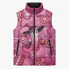 Pink Ghost Ribbon Sleeveless Puffer Jacket Aboriginal Halloween Wear Pink