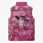 Pink Ghost Ribbon Sleeveless Puffer Jacket Aboriginal Halloween Wear Pink