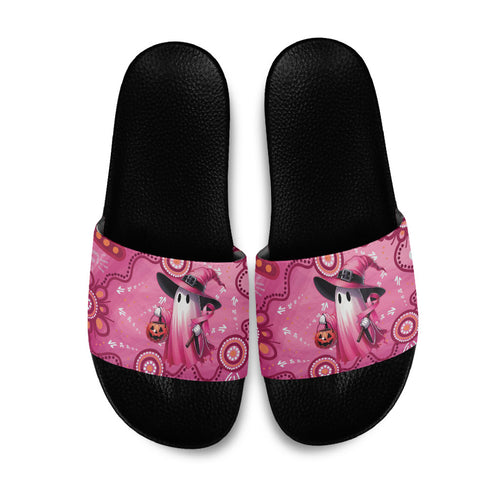 Pink Ghost Ribbon Slide Sandals Aboriginal Halloween Wear Pink