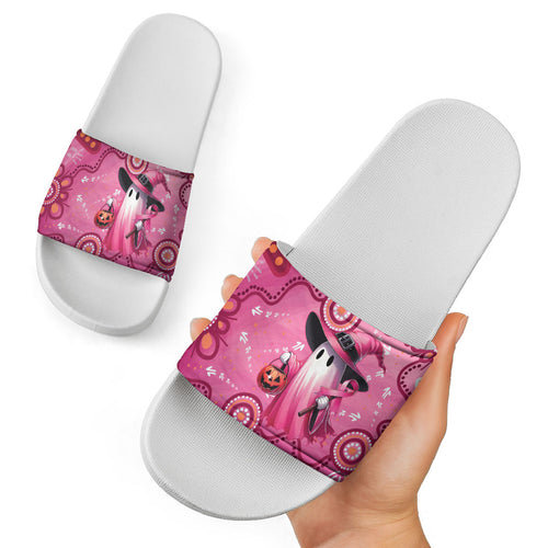 Pink Ghost Ribbon Slide Sandals Aboriginal Halloween Wear Pink