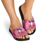 Pink Ghost Ribbon Slide Sandals Aboriginal Halloween Wear Pink