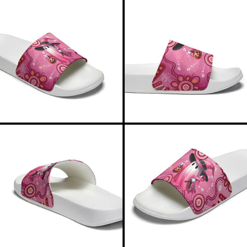 Pink Ghost Ribbon Slide Sandals Aboriginal Halloween Wear Pink