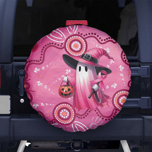 Pink Ghost Ribbon Spare Tire Cover Aboriginal Halloween Wear Pink