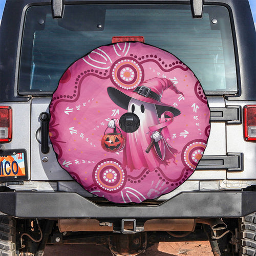 Pink Ghost Ribbon Spare Tire Cover Aboriginal Halloween Wear Pink