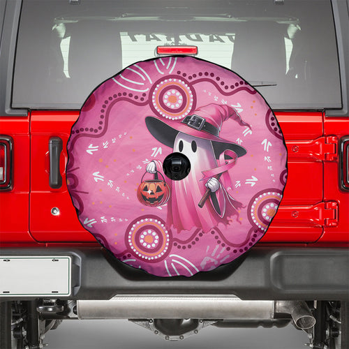 Pink Ghost Ribbon Spare Tire Cover Aboriginal Halloween Wear Pink