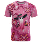 Pink Ghost Ribbon T Shirt Aboriginal Halloween Wear Pink
