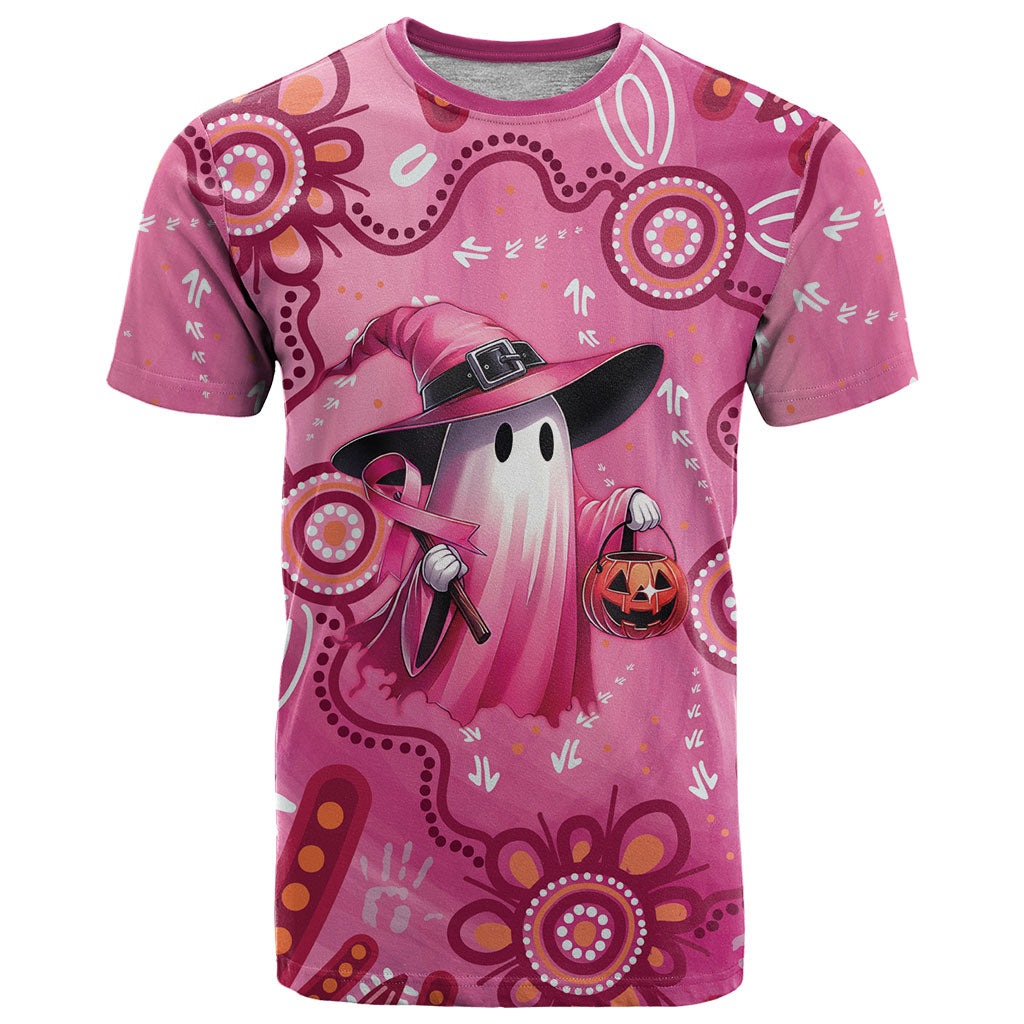 Pink Ghost Ribbon T Shirt Aboriginal Halloween Wear Pink