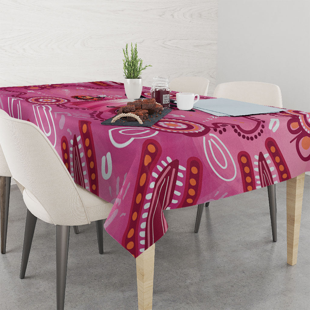 Pink Ghost Ribbon Tablecloth Aboriginal Halloween Wear Pink