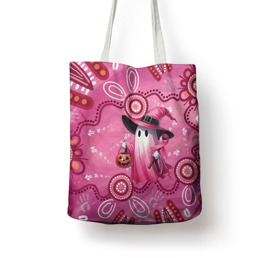 Pink Ghost Ribbon Tote Bag Aboriginal Halloween Wear Pink
