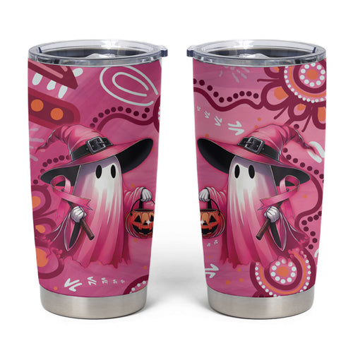 Pink Ghost Ribbon Tumbler Cup Aboriginal Halloween Wear Pink