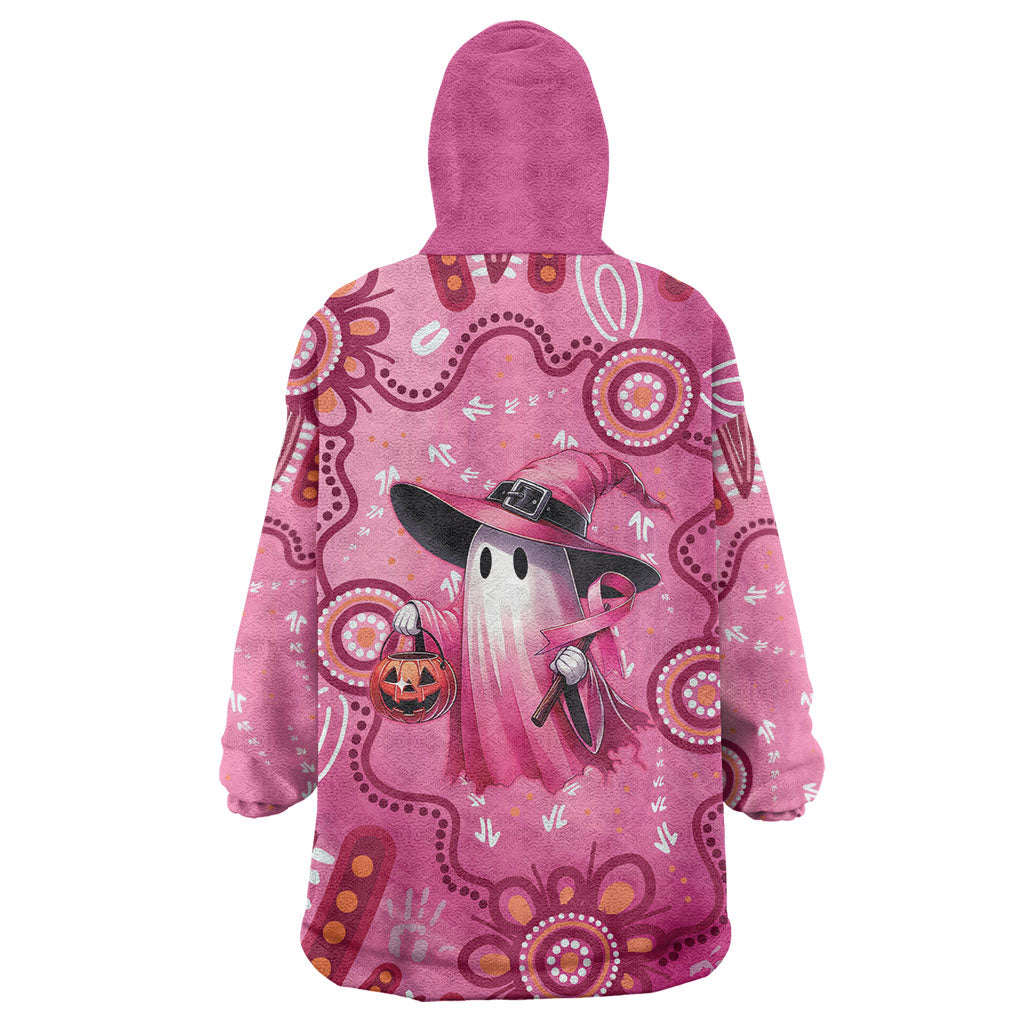 Pink Ghost Ribbon Wearable Blanket Hoodie Aboriginal Halloween Wear Pink
