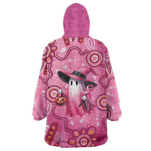 Pink Ghost Ribbon Wearable Blanket Hoodie Aboriginal Halloween Wear Pink