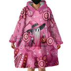 Pink Ghost Ribbon Wearable Blanket Hoodie Aboriginal Halloween Wear Pink