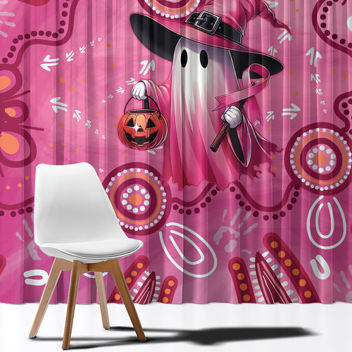 Pink Ghost Ribbon Window Curtain Aboriginal Halloween Wear Pink