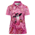 Pink Ghost Ribbon Women Polo Shirt Aboriginal Halloween Wear Pink