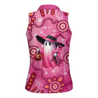 Pink Ghost Ribbon Women Sleeveless Polo Shirt Aboriginal Halloween Wear Pink