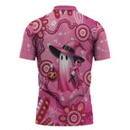 Pink Ghost Ribbon Zipper Polo Shirt Aboriginal Halloween Wear Pink