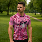 Pink Ghost Ribbon Zipper Polo Shirt Aboriginal Halloween Wear Pink